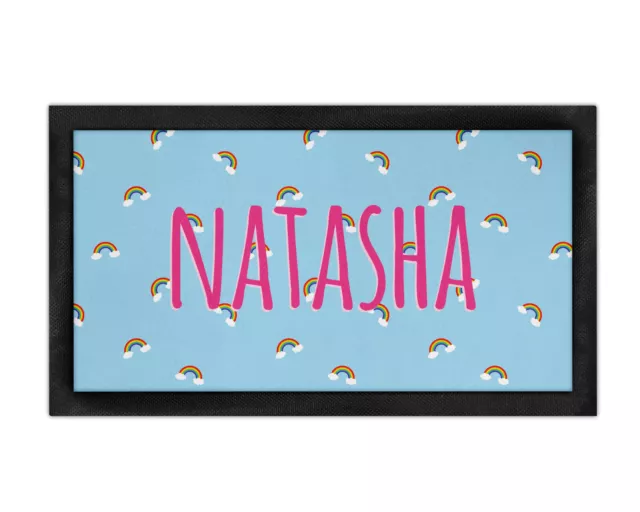 Personalised Rainbow Bar Runner Mat Gift Garden Home She Cave Pub Tiki Beer