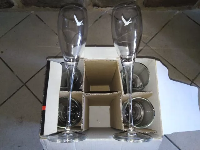 6 grands verres flûtes vodka grey goose en verre 17cl  oie 20cm no belvédère