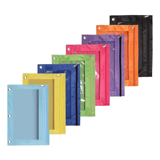 8 Pcs 3 Zipper Pencil Pouch Fabric Pencil Case Sturdy and Durable Binder Po V9E1