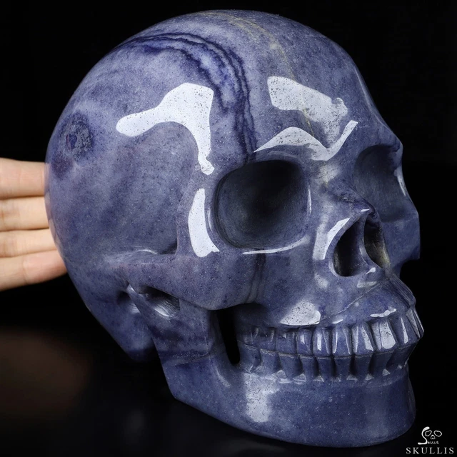 Lifesized 6.9" Blue Aventurine Hand Carved Crystal Skull, Realistic, Healing Lifesized 6.9" Blue Aventurine Hand Carved Crystal Skull, Realistic, Healing