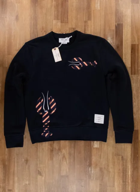 THOM BROWNE navy blue lobster patch sweatshirt Size 1 / Small authentic NWT