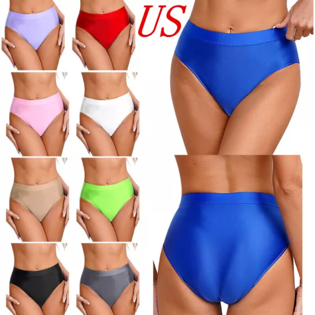 US Women Glossy Briefs Underwear Shiny Thongs Silk Satin Trunks Stretchy Panties