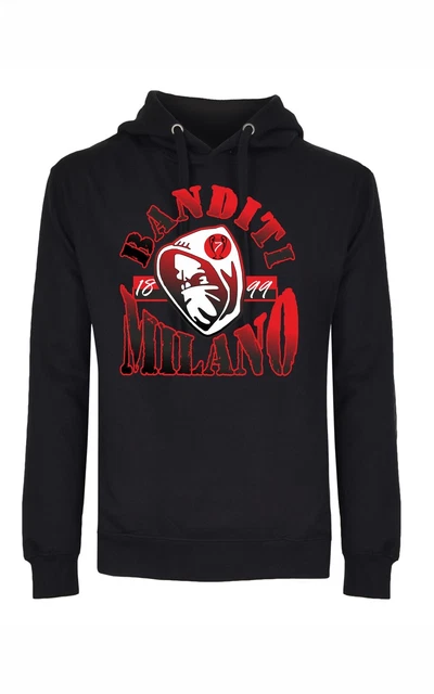 Felpa nera unisex con cappuccio e marsupio con stampa nuova Curva sud