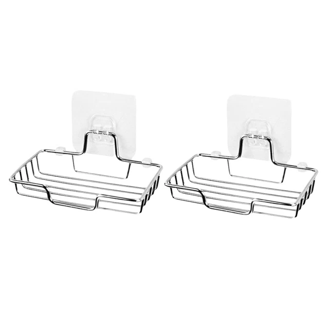 2 piezas Soporte de acero inoxidable montaje en pared ventosa Plato de ducha Soporte Bandeja