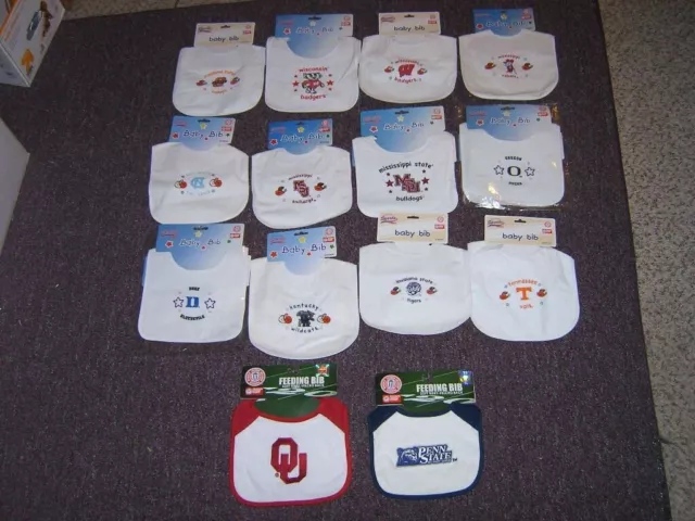 Ncaa Various Teams Infant Baby Bibs Ducks Rebels Lsu Osu Sooners Beavers Asu Nwt