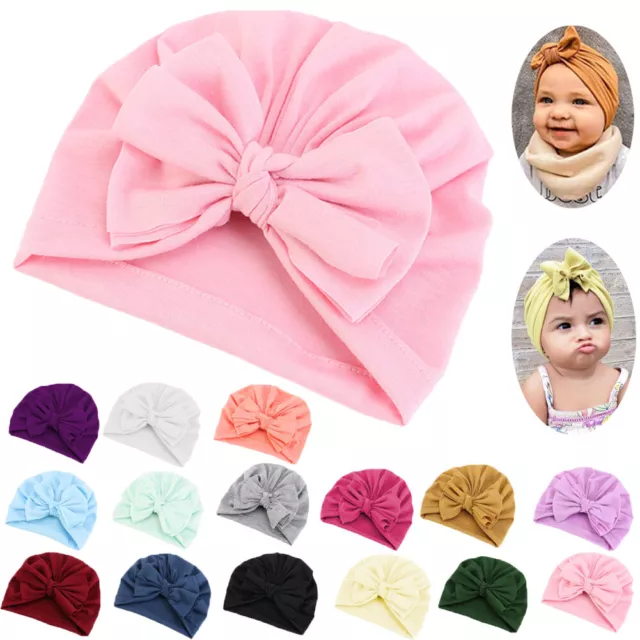 Muslim Kids Baby Boy /Girls Head Wrap Turban Beanie Hat Bow Cap Peated Headwear