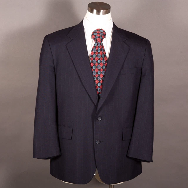 Joseph A Bank Mens Sport Coat 44R Navy Wool Blazer Jacket 3 Buttons Single Vent