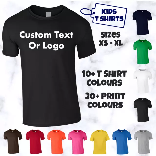 Kids Children's Personalised T-Shirt - Custom Design Name Text Print Boys Girls