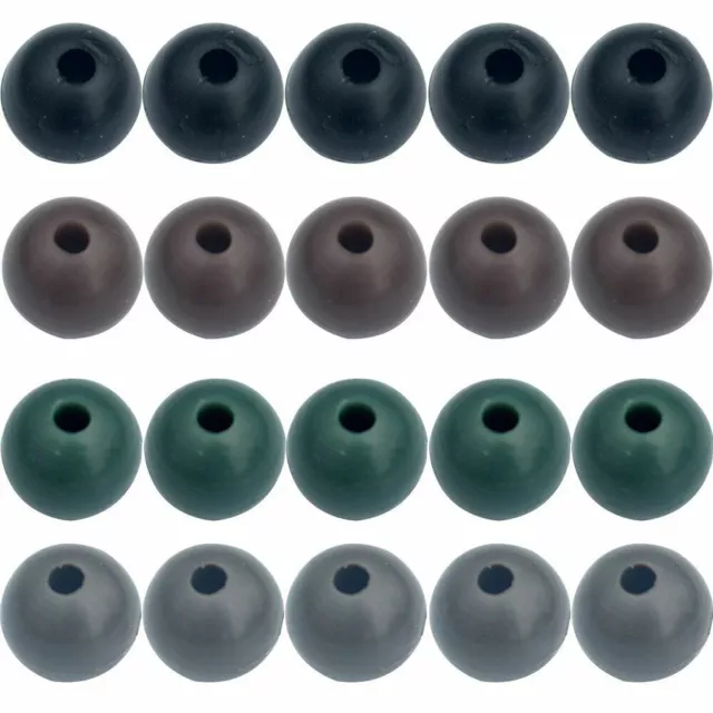 100pcs/lot Carp Fishing Beads Round Soft Rubber Black Green Brown Grey Rig Beads