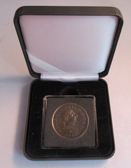 1806 George Iii Half Penny 3 Berries Ef+ Presented In Quadrant Capsule And Box