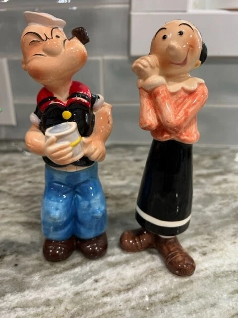 Vandor Imports Popeye And Olive Oyl Salt and Papper Shakers Japan Vintage