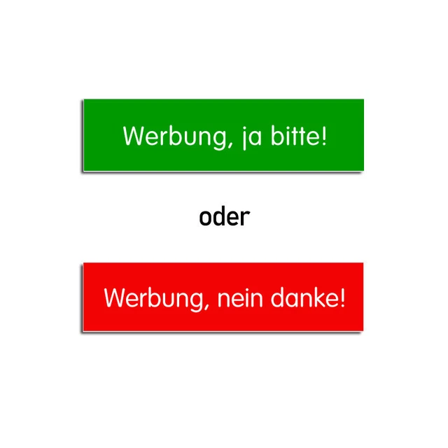 WERBUNG, JA BITTE oder Nein danke - Graviertes Schild,Briefkastenschild