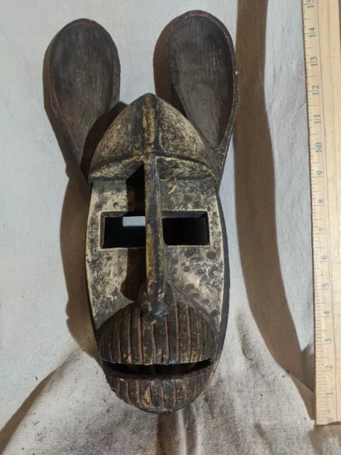 Bold Mask with Large Rounded Ears — Authentic Carved African Wood Art