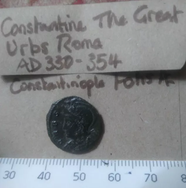 ROMAN BRONZE URBS ROMA COIN CONSTANTINE the Great  AD 330-354 she wolf 17mm 3