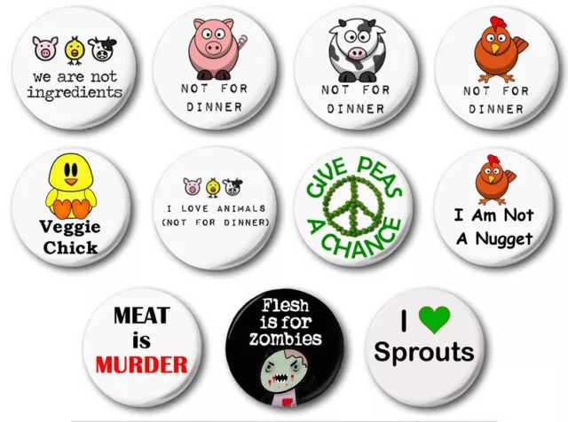 VEGETARIAN - 1" / 25mm Button Badge - Novelty Cute Vegan