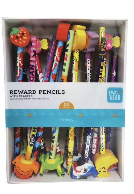 Pen+Gear Reward Pencils with Erasers 22 Count - Teachers School - Brand New
