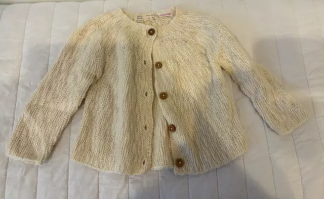 Zara Mini Baby Girl Knit Cardigan Sweater Oatmeal Cream Size 6-9 Months