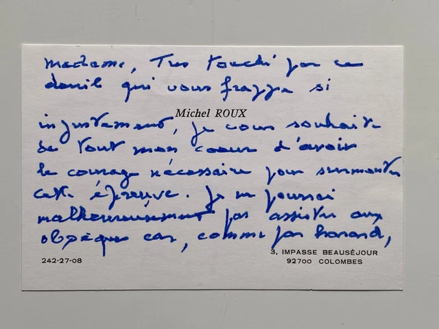 Michel Roux - Reataurateur - original Autograph    - Größe 13 x 8 cm