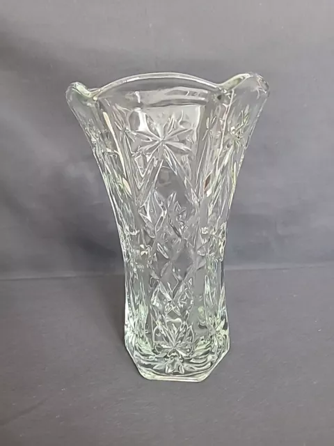 Vintage Anchor Hocking Star Of David Vase Early American Prescut Tall Clear 8"