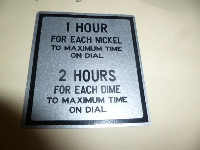 Duncan 50 Parking Meter Rate Plate Decal / Sticker. 1 Hour  2 hours