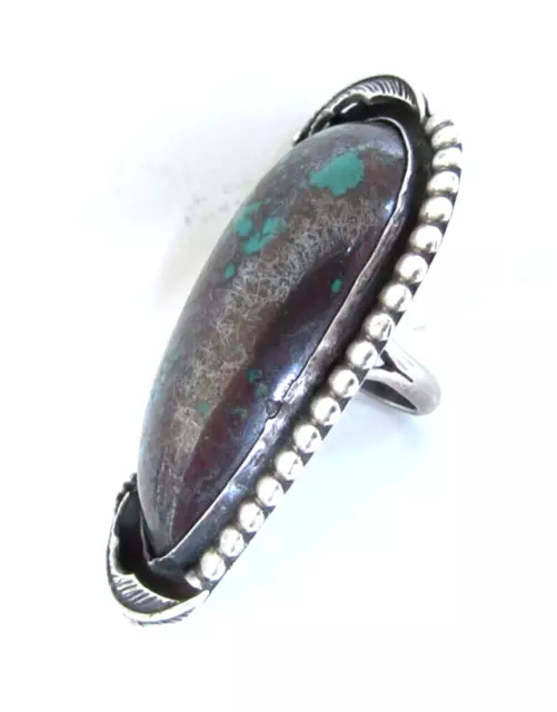 Sterling Silver Large Bisbee Turquoise Ring Southwest Signed J. Cherokee RARE 3