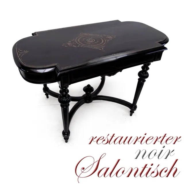 eleganter schwarzer Tisch antik restauriert hochglänzender Salontisch Traumhaft!