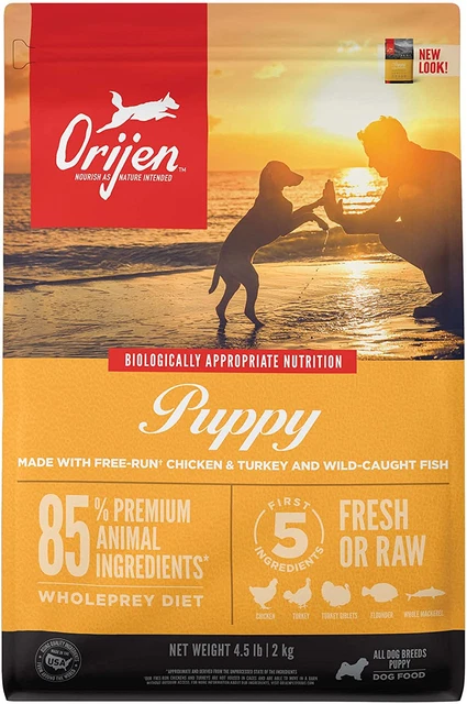 ORIJEN Dog Puppy Recipe, 4.5Lb, High-Protein Grain-Free Dry Puppy Food, Packagin