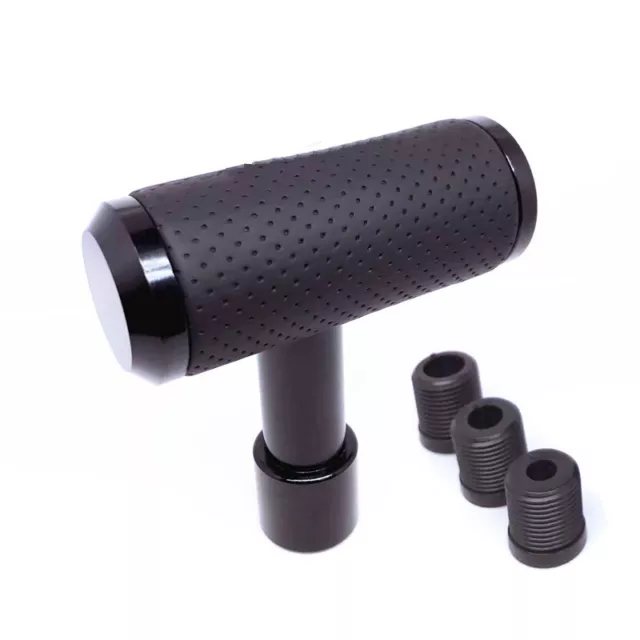 Car Aluminium Slloy Leather T-Handle Gear Shift Lever Knob Handle Shifter Kit