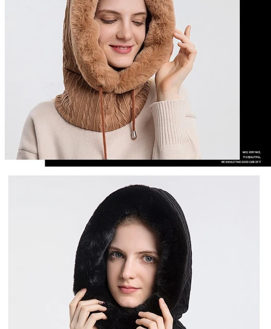 Bufanda para Mujer De Piel Mascara para Invierno Gorro De Punto Pasamontañas 17