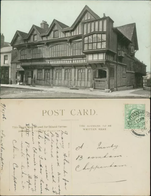 Ann Boleyns House Southampton ETW Dennis GB 1905 Cancel