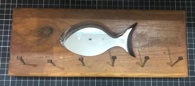 Vintage Wooden Wall Hanging Key Hanger Coat Hook Fish Design