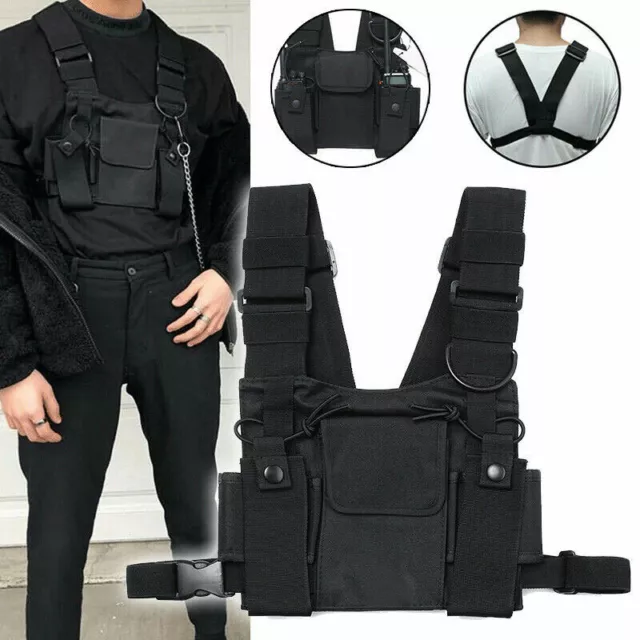 Holster Vest Rig Bag Pocket Radio Chest Harness Walkie Talkie Front Pack Pouch