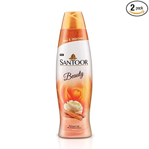 Santoor Purfumed Talco Polvo Leñoso Rosa Fragancia Rostro Glow, 400g