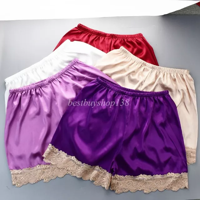 Anti-Static Slip Satin Bloomers Panties Pettipants Sleepwear Shorts Lingerie 4XL