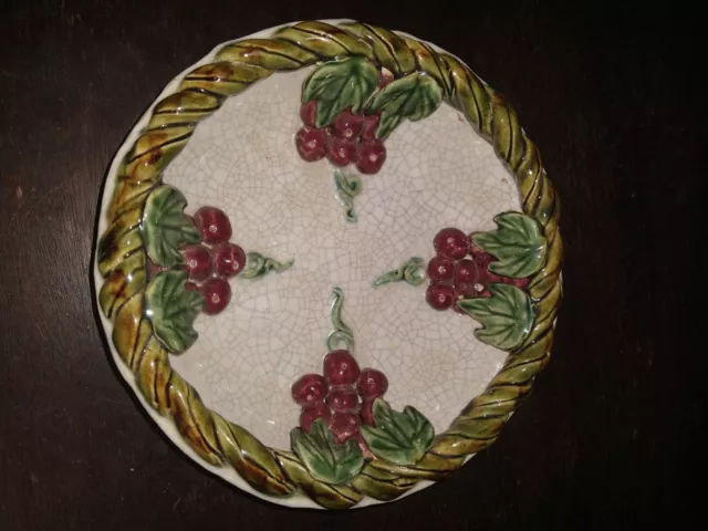 Vintage Studio Pottery Majolica Grape Decorative Bowl