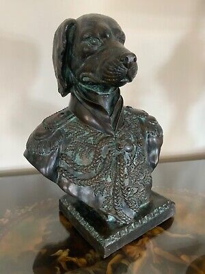 Maitland Smith bronze Napoleon dog bust sculpture statue Military uniform…