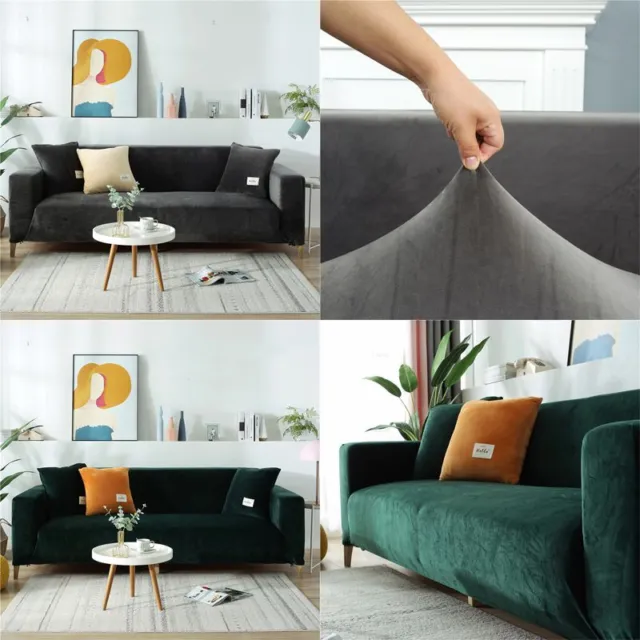 1-3 Seater Velvet Elastic Plush Sofa Cover Corner Couch Cover L Shape Protection