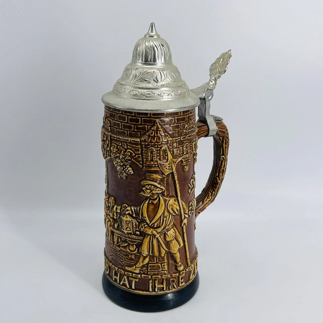 Vtg Mid-Century Mcm Brown Glazed Ceramic Western Germany Beer Stein Mug