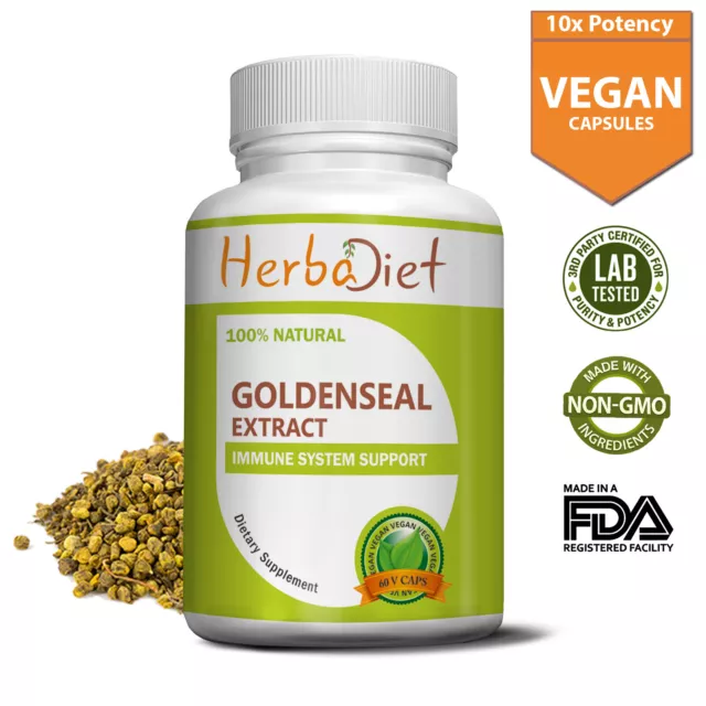 Goldenseal Root Extract Capsules Berberine Hydrastine Alkaloids Immune Support