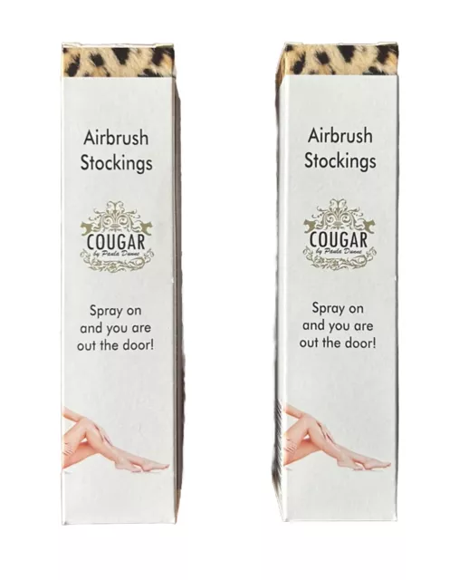 2 X Cans Of Cougar Airbrush Stockings Fake Tan in a can Leg/Body Spray 75ml Each