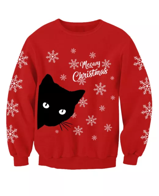 Felpa Meowy Natale bambini gatto maglione natalizio stampata