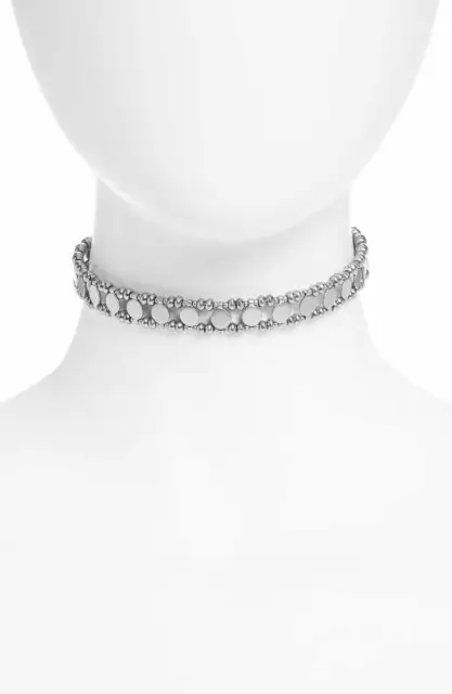 Nordstrom Treasure & Bond Women's Bead Disc Choker Necklace NWT 49 Rhodium