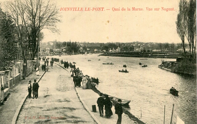 Carte JOINVILLE LE PONT Quai de la Marne Vue sur Nogent Nombreux promeneurs