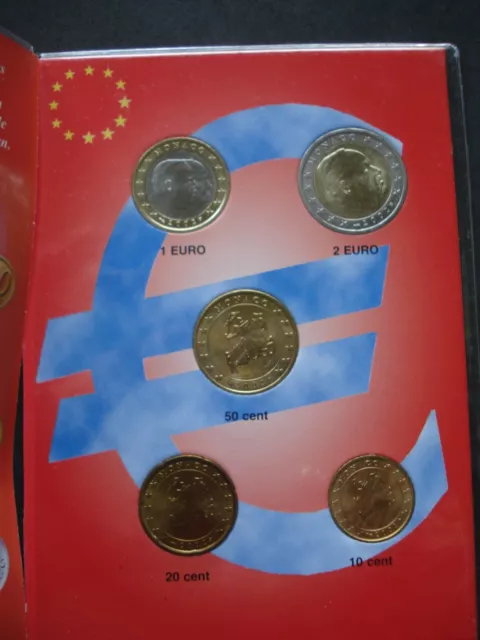 Monaco 10 cent - 2 Euro aus 2002 im Euro-Poket Folder, Stempelglanz