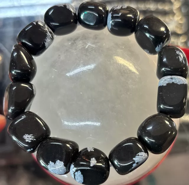 snowflake obsidian nugget bracelet