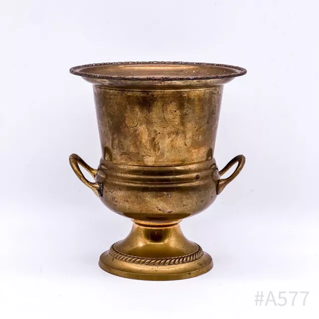 Vintage Brass Amphora Ziergefäß Planter Cachepot With Handles 19 CM Height