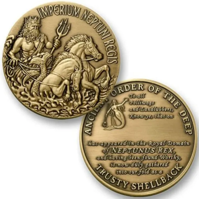 Challenge Coin: NAVY Shellback ENGRAVING AVAILABLE (Ships from Colorado, USA)