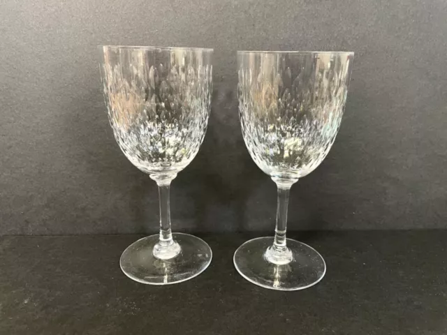 2 Baccarat Crystal Paris Pattern 7" Wine Glasses Goblets Stems