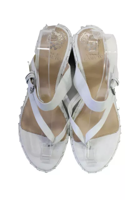 Vince Camuto Womens Woven Strappy Buckle Platform Thong Sandal White Size 9 2