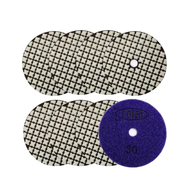 4 Inch Dry Diamond Polishing Pads Set,8 Pieces Pads Kit Grit 30 for Granite Marb